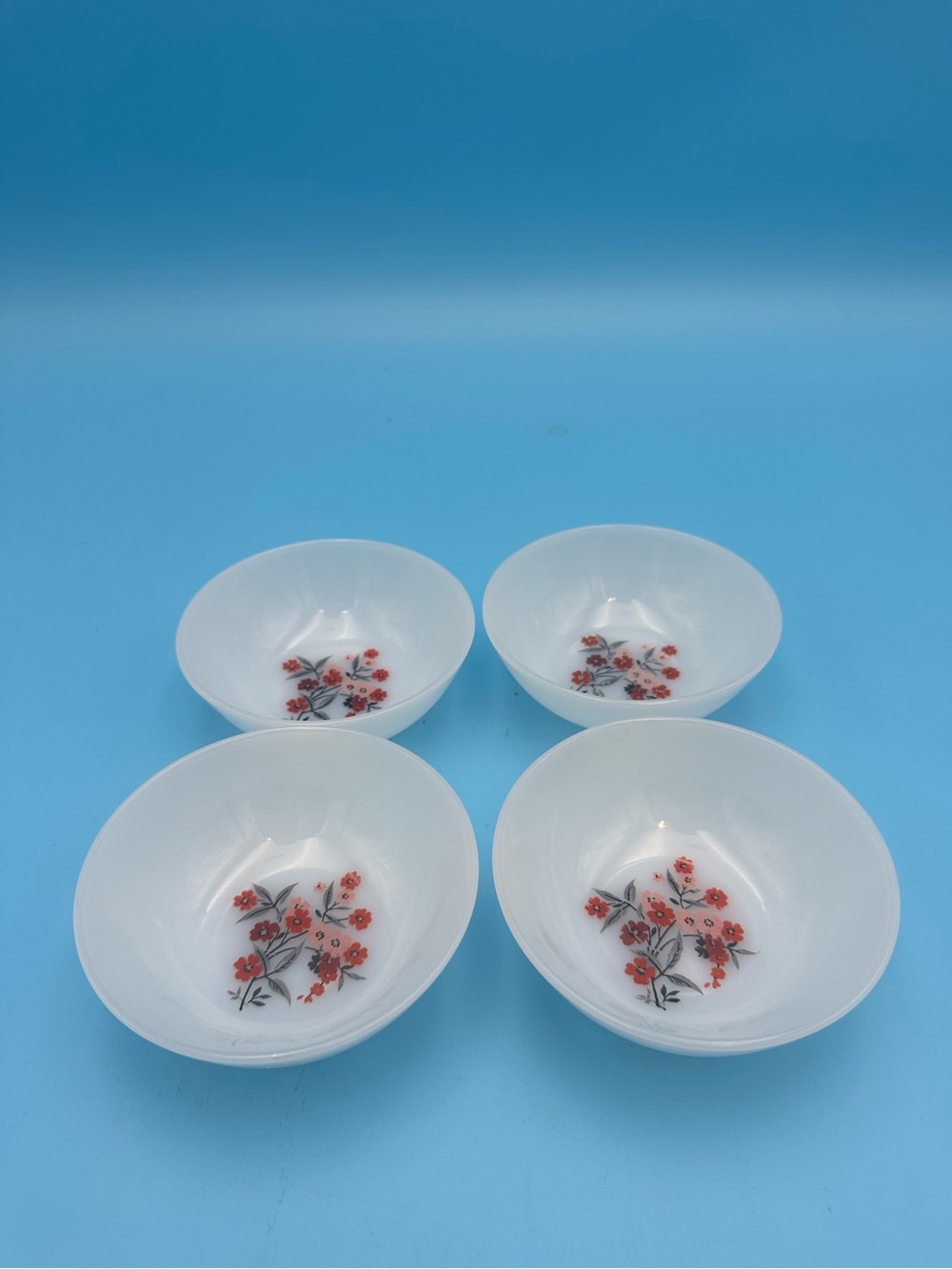 Fire King Anchor Hocking  Set of 4  Primrose Flowers Fruit Dessert Bowls